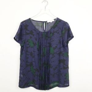 LOFT Short Sleeve Floral Career Blouse